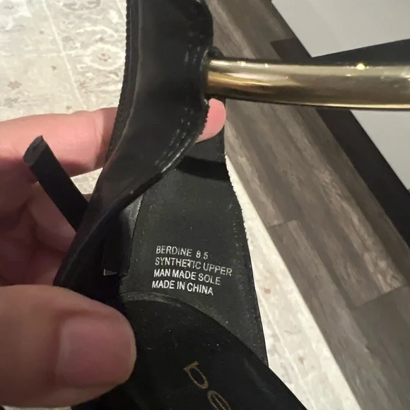 bebe Black Sandals with Gold Metallic Straps - Picture 3 of 4